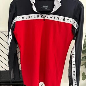 CRINIÈRE Red & Black Long Sleeve Equestrian Sun Shirt